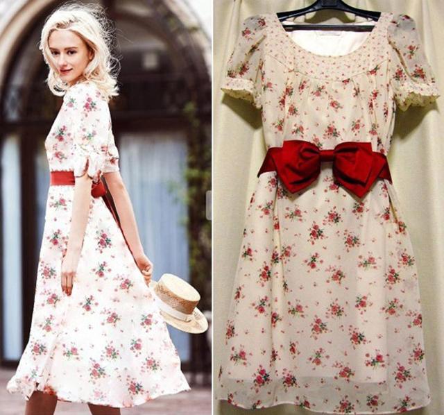 新品 フェルゥ Feroux リボンゴムベルト フラワー 花柄 フレア ワンピース S < ブランド 新品 フェルゥ Feroux リボンゴムベルト フラワー 花柄 フレア ワンピース S < ブランドの