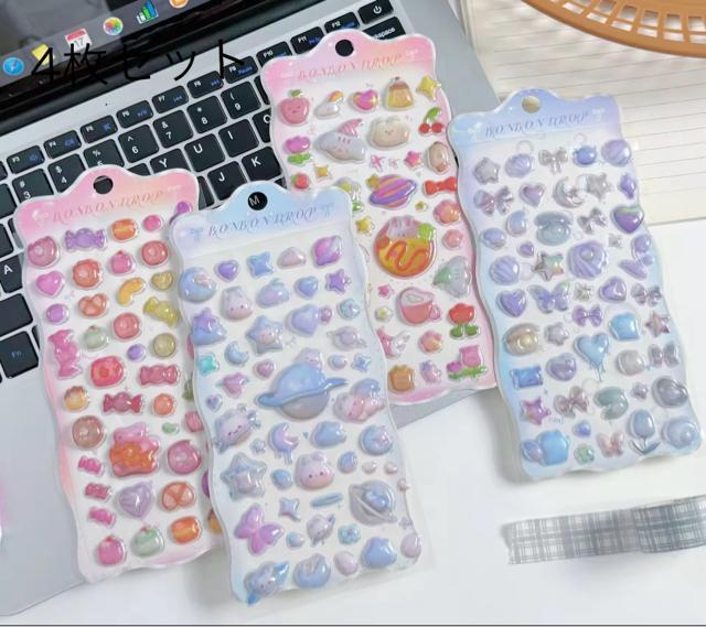 4枚セット 【新品】 3D 立体 ぷくぷく ぷっくり シール < ホビー 4枚セット 【新品】 3D 立体 ぷくぷく ぷっくり シール < ホビーの