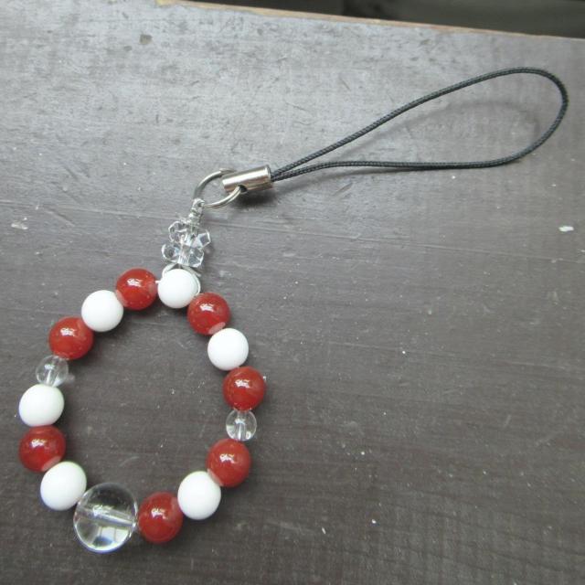 カーネリアンxホワイトシェルストラップ 天然石 < 家電/AV カーネリアンxホワイトシェルストラップ 天然石 < 家電/AVの