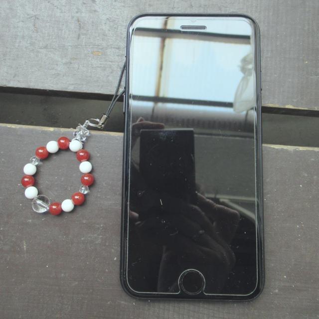 カーネリアンxホワイトシェルストラップ 天然石 < 家電/AV カーネリアンxホワイトシェルストラップ 天然石 < 家電/AVの