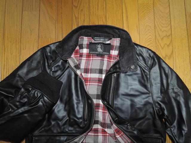 美中古 HYSTERIC GLAMOUR ヒステリックグラマー レザー調 コーティング ジャケット S 黒 裏地チェック柄 革 < ブランド  美中古 HYSTERIC GLAMOUR ヒステリックグラマー レザー調 コーティング ジャケット S 黒 裏地チェック柄 革 < ブランドの