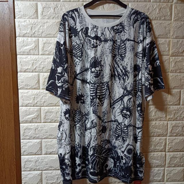 ROMWE★新品★男女兼用スケルトンフルプリント半袖T/L < 男性ファッション  ROMWE★新品★男女兼用スケルトンフルプリント半袖T/L < 男性ファッションの