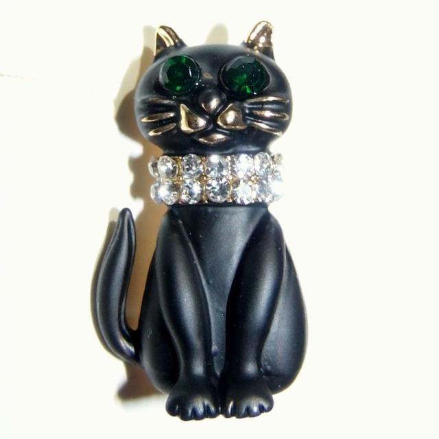 黒猫 クロネコ 猫 ネコ ねこ 首輪 ラインストーン ブローチ ピンブローチ バッジ ピンバッジ コサージュ ラペルピン < 女性アクセサリー/時計 黒猫 クロネコ 猫 ネコ ねこ 首輪 ラインストーン ブローチ ピンブローチ バッジ ピンバッジ コサージュ ラペルピン < 女性アクセサリー/時計の