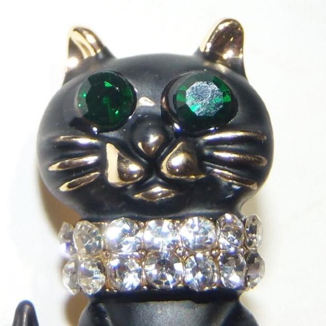 黒猫 クロネコ 猫 ネコ ねこ 首輪 ラインストーン ブローチ ピンブローチ バッジ ピンバッジ コサージュ ラペルピン < 女性アクセサリー/時計 黒猫 クロネコ 猫 ネコ ねこ 首輪 ラインストーン ブローチ ピンブローチ バッジ ピンバッジ コサージュ ラペルピン < 女性アクセサリー/時計の