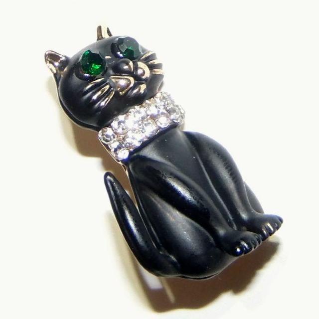 黒猫 クロネコ 猫 ネコ ねこ 首輪 ラインストーン ブローチ ピンブローチ バッジ ピンバッジ コサージュ ラペルピン < 女性アクセサリー/時計 黒猫 クロネコ 猫 ネコ ねこ 首輪 ラインストーン ブローチ ピンブローチ バッジ ピンバッジ コサージュ ラペルピン < 女性アクセサリー/時計の