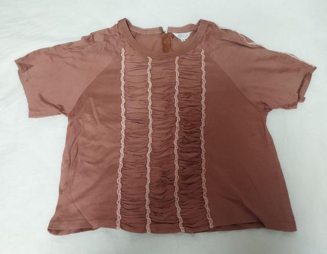 茶 シャーリング Tシャツ < 女性ファッション  茶 シャーリング Tシャツ  < 女性ファッションの