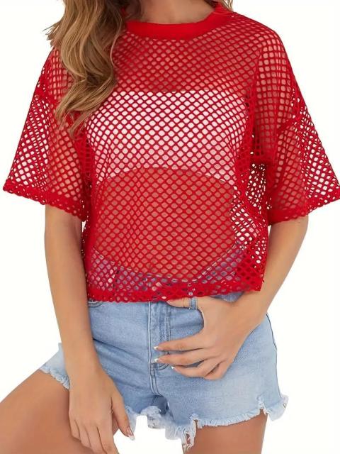 超お買い得1190円★レディース シースルーメッシュクロップトップ 通気性フィッシュネット USAサイズM(日本サイズL相当) < 女性ファッション  超お買い得1190円★レディース シースルーメッシュクロップトップ 通気性フィッシュネット USAサイズM(日本サイズL相当)  < 女性ファッションの
