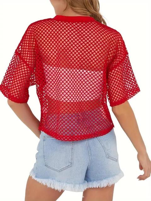 超お買い得1190円★レディース シースルーメッシュクロップトップ 通気性フィッシュネット USAサイズM(日本サイズL相当) < 女性ファッション  超お買い得1190円★レディース シースルーメッシュクロップトップ 通気性フィッシュネット USAサイズM(日本サイズL相当) < 女性ファッションの