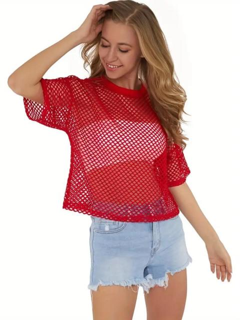 超お買い得1190円★レディース シースルーメッシュクロップトップ 通気性フィッシュネット USAサイズM(日本サイズL相当) < 女性ファッション  超お買い得1190円★レディース シースルーメッシュクロップトップ 通気性フィッシュネット USAサイズM(日本サイズL相当) < 女性ファッションの