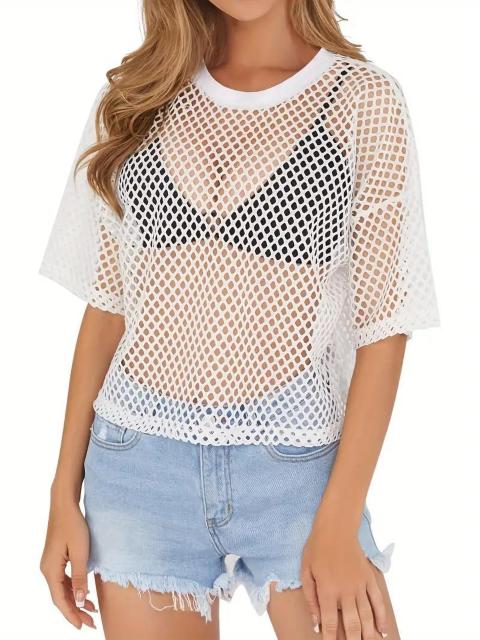 超お買い得1190円★レディース シースルーメッシュクロップトップ 通気性フィッシュネット USAサイズM(日本サイズL相当) < 女性ファッション  超お買い得1190円★レディース シースルーメッシュクロップトップ 通気性フィッシュネット USAサイズM(日本サイズL相当) < 女性ファッションの