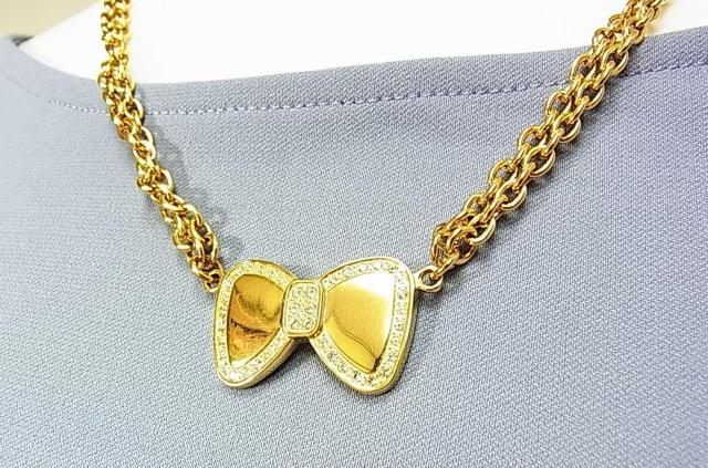 正規 良品 Folli Follie フォリフォリ リボンモチーフ ネックレス ラインストーン ゴールドカラー 長さ45cm < ブランド 正規 良品 Folli Follie フォリフォリ リボンモチーフ ネックレス ラインストーン ゴールドカラー 長さ45cm < ブランドの