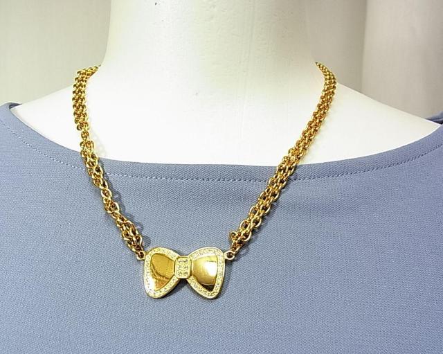 正規 良品 Folli Follie フォリフォリ リボンモチーフ ネックレス ラインストーン ゴールドカラー 長さ45cm < ブランド 正規 良品 Folli Follie フォリフォリ リボンモチーフ ネックレス ラインストーン ゴールドカラー 長さ45cm < ブランドの