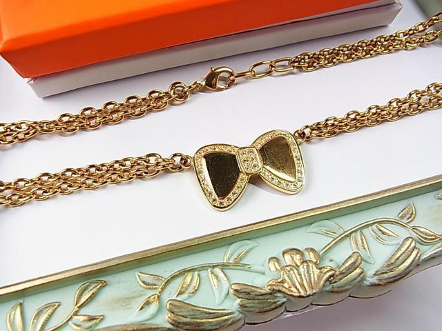 正規 良品 Folli Follie フォリフォリ リボンモチーフ ネックレス ラインストーン ゴールドカラー 長さ45cm < ブランド 正規 良品 Folli Follie フォリフォリ リボンモチーフ ネックレス ラインストーン ゴールドカラー 長さ45cm < ブランドの