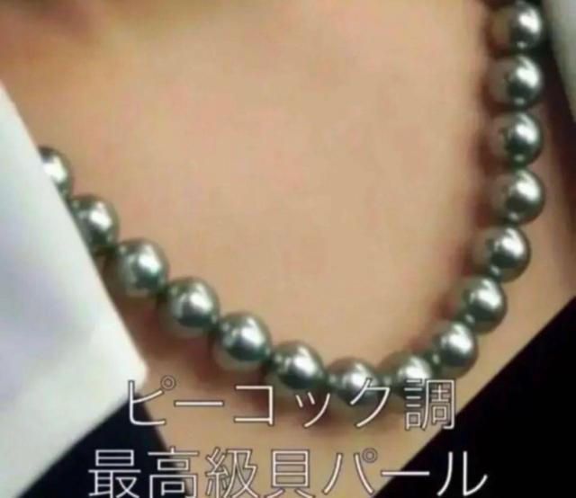 ピーコックカラー黒真珠の様な照り高級貝パール ネックレス約9mm玉全長約47cm < 女性アクセサリー/時計 ピーコックカラー黒真珠の様な照り高級貝パール ネックレス約9mm玉全長約47cm < 女性アクセサリー/時計の