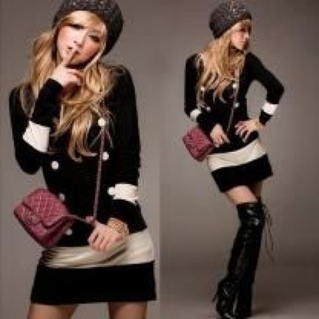 《New》クラシカルドール★バイカラーxダブルボタン・美ライン*ワンピ<ブラック> < 女性ファッション 《New》クラシカルドール★バイカラーxダブルボタン・美ライン*ワンピ<ブラック> < 女性ファッションの