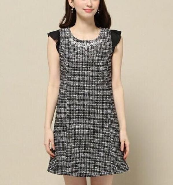 定価10,692円●MIIAミーア【新品】ツイードビジューワンピース●黒ブラック < ブランド 定価10,692円●MIIAミーア【新品】ツイードビジューワンピース●黒ブラック < ブランドの