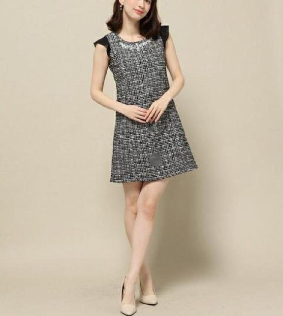 定価10,692円●MIIAミーア【新品】ツイードビジューワンピース●黒ブラック < ブランド 定価10,692円●MIIAミーア【新品】ツイードビジューワンピース●黒ブラック < ブランドの