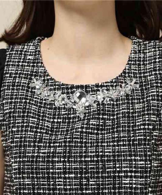 定価10,692円●MIIAミーア【新品】ツイードビジューワンピース●黒ブラック < ブランド 定価10,692円●MIIAミーア【新品】ツイードビジューワンピース●黒ブラック < ブランドの