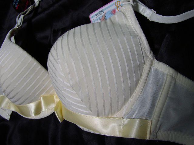 光沢ストライプとリボン使いD70Mワイヤー入り < 女性ファッション  光沢ストライプとリボン使いD70Mワイヤー入り < 女性ファッションの