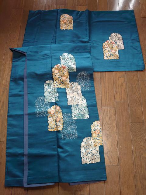 §USED、訪問着、紬地、花唐草文 < 女性ファッション  §USED、訪問着、紬地、花唐草文  < 女性ファッションの