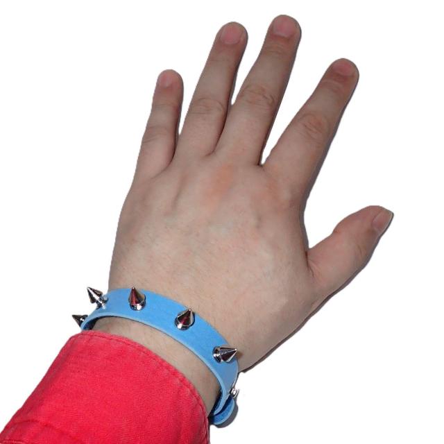 スタッズ 鋲 トゲトゲ 1列 レザーブレスレット ブレスレット アクセサリー バングル リストバンド ロック パンク 水色 D < 男性アクセサリー/時計 スタッズ 鋲 トゲトゲ 1列 レザーブレスレット ブレスレット アクセサリー バングル リストバンド ロック パンク 水色 D < 男性アクセサリー/時計の
