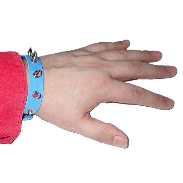 スタッズ 鋲 トゲトゲ 1列 レザーブレスレット ブレスレット アクセサリー バングル リストバンド ロック パンク 水色 D < 男性アクセサリー/時計 スタッズ 鋲 トゲトゲ 1列 レザーブレスレット ブレスレット アクセサリー バングル リストバンド ロック パンク 水色 D < 男性アクセサリー/時計の