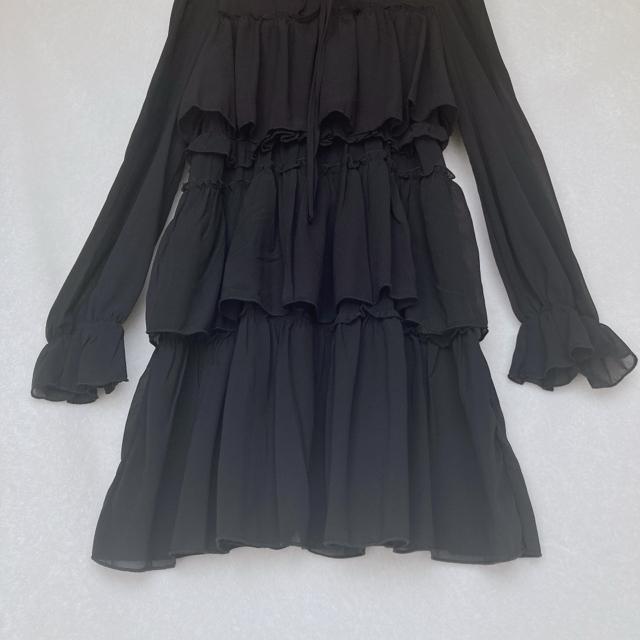 ゴシック ティアード フリル 長袖 シースル フレア ロングワンピース M 黒 N2m < 女性ファッション ゴシック ティアード フリル 長袖 シースル フレア ロングワンピース M 黒 N2m < 女性ファッションの