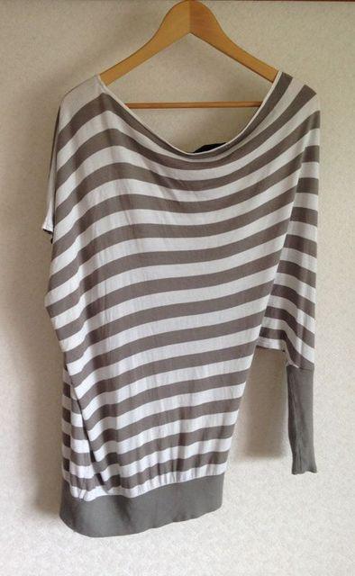 E hyphen world gallery◆アシンメトリー グレーボーダー チュニック ワンピース < ブランド  E hyphen world gallery◆アシンメトリー グレーボーダー チュニック ワンピース < ブランドの