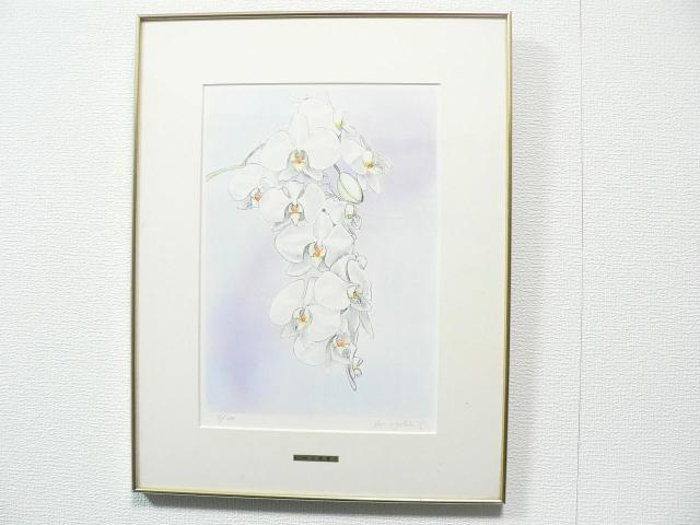 山崎 富三「蝴蝶蘭」 リトグラフ 版画 手彩色 ED 19/100 額寸 53cm x 42cm < ホビー  山崎 富三「蝴蝶蘭」 リトグラフ 版画 手彩色 ED 19/100 額寸 53cm x 42cm  < ホビーの