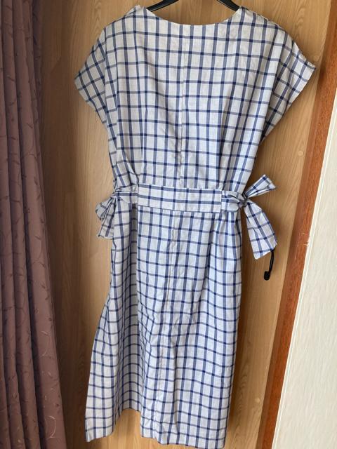 1986.フレンチスリーブ夏ワンピース☆薄グレー×紺チェック☆サイズM < 女性ファッション  1986.フレンチスリーブ夏ワンピース☆薄グレー×紺チェック☆サイズM < 女性ファッションの