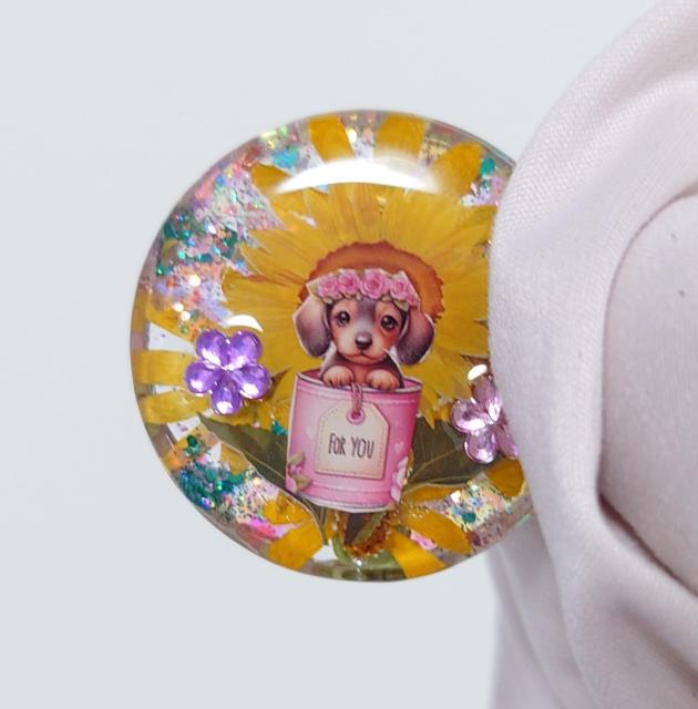 ダックスフンドちゃんドライフラワーレジンアクセサリー☆  ミニチュアダックスフンド   ダックスフンド   ダックスフンドヘアゴム < 女性ファッション  ダックスフンドちゃんドライフラワーレジンアクセサリー☆  ミニチュアダックスフンド   ダックスフンド   ダックスフンドヘアゴム < 女性ファッションの