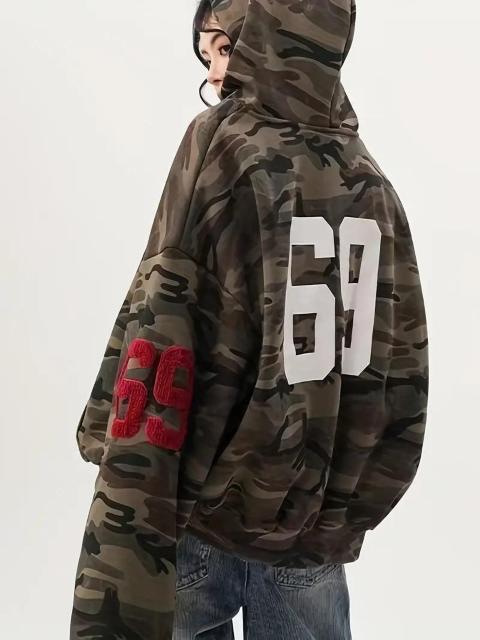 超お買い得2290円★ レディース レトロカモフラージュフード付きジャケット ボタンフロントクロージャー付き日本サイズL < 女性ファッション  超お買い得2290円★ レディース レトロカモフラージュフード付きジャケット ボタンフロントクロージャー付き日本サイズL < 女性ファッションの