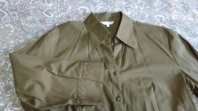 値下げ★大きいサイズ★カーキ七分袖スキッパーシャツ★17号★3L ★ユーズド < 女性ファッション  値下げ★大きいサイズ★カーキ七分袖スキッパーシャツ★17号★3L ★ユーズド < 女性ファッションの