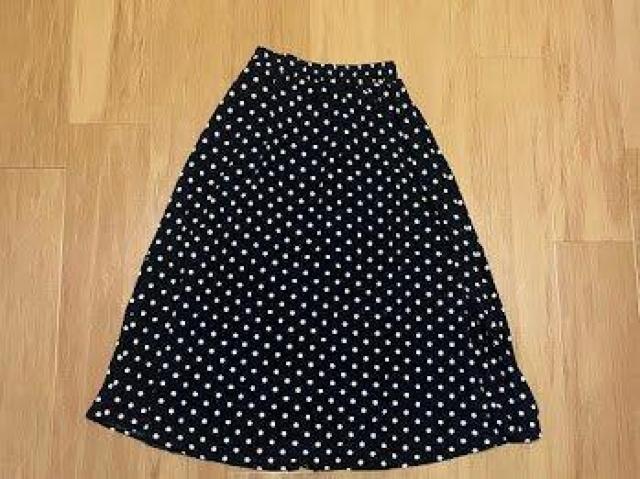 ドット柄 ロング スカート 春夏服 ボトムス ブラック < 女性ファッション ドット柄 ロング スカート 春夏服 ボトムス ブラック < 女性ファッションの