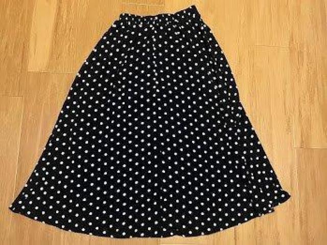 ドット柄 ロング スカート 春夏服 ボトムス ブラック < 女性ファッション ドット柄 ロング スカート 春夏服 ボトムス ブラック < 女性ファッションの