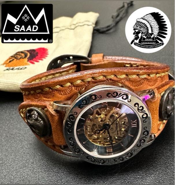 *極美品【SAAD】 機械式自動巻 彫銀装飾 裏スケ メンズウォッチ < 男性アクセサリー/時計 *極美品【SAAD】 機械式自動巻 彫銀装飾 裏スケ メンズウォッチ < 男性アクセサリー/時計の