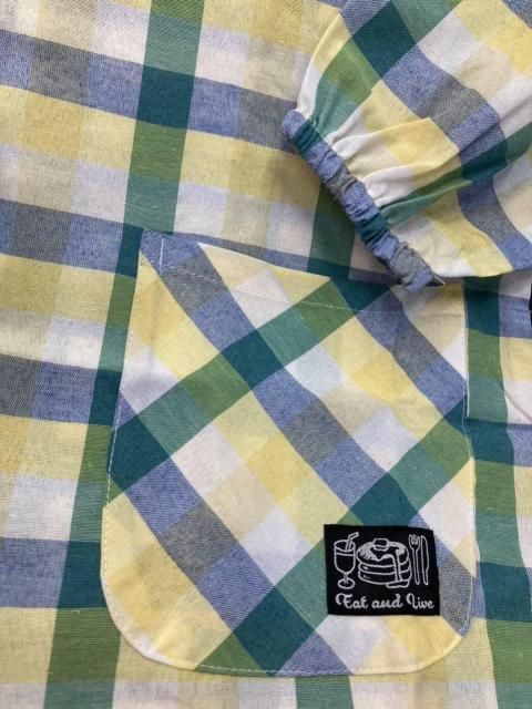 ゆったりサイズ! チェック柄&胸ボタンタイプ ポケット付き綿混かっぽう着B柄 (画像から)1枚 < 女性ファッション  ゆったりサイズ! チェック柄&胸ボタンタイプ ポケット付き綿混かっぽう着B柄 (画像から)1枚 < 女性ファッションの