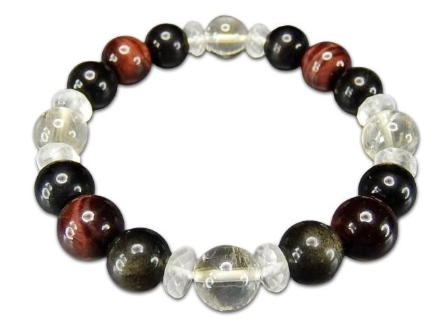 天然石シトリン約10mm弱レッドタイガーアイ、ゴールドオブシディアンブレスレット < 女性アクセサリー/時計  天然石シトリン約10mm弱レッドタイガーアイ、ゴールドオブシディアンブレスレット  < 女性アクセサリー/時計の