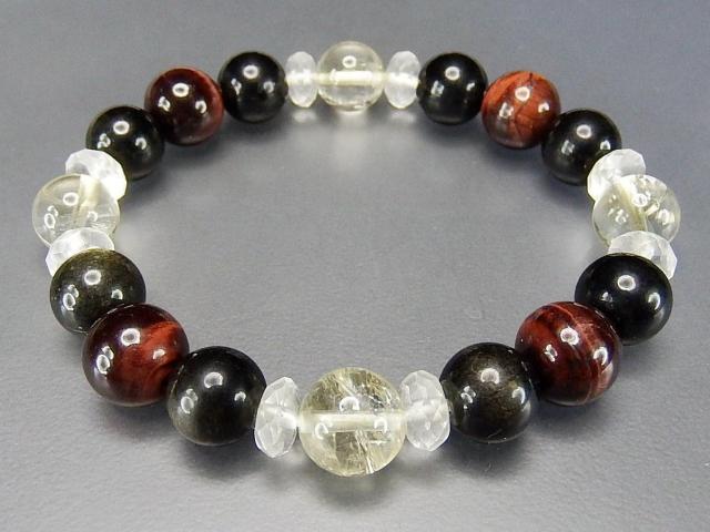 天然石シトリン約10mm弱レッドタイガーアイ、ゴールドオブシディアンブレスレット < 女性アクセサリー/時計  天然石シトリン約10mm弱レッドタイガーアイ、ゴールドオブシディアンブレスレット < 女性アクセサリー/時計の
