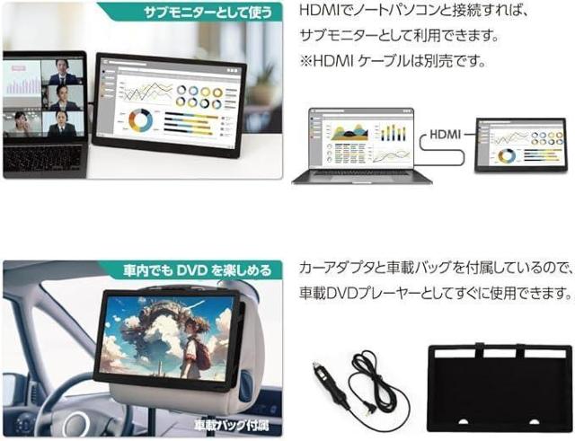 DVDプレーヤー搭載 14インチ フルセグ ポータブルテレビ車載バッグ付き < 家電/AV DVDプレーヤー搭載 14インチ フルセグ ポータブルテレビ車載バッグ付き < 家電/AVの