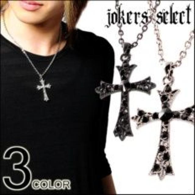 ゴシック調♪ラインストーン付 ブラッククロスネックレス < 男性アクセサリー/時計 ゴシック調♪ラインストーン付 ブラッククロスネックレス < 男性アクセサリー/時計の