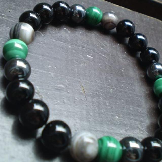 ☆厄除け・魔よけ☆マラカイトxモリオンxヘマタイトx天眼石 < 女性アクセサリー/時計  ☆厄除け・魔よけ☆マラカイトxモリオンxヘマタイトx天眼石 < 女性アクセサリー/時計の