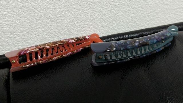 ■べっ甲風バナナクリップ■カラー ピンク&ブルー■2個セット < 女性アクセサリー/時計  ■べっ甲風バナナクリップ■カラー ピンク&ブルー■2個セット < 女性アクセサリー/時計の