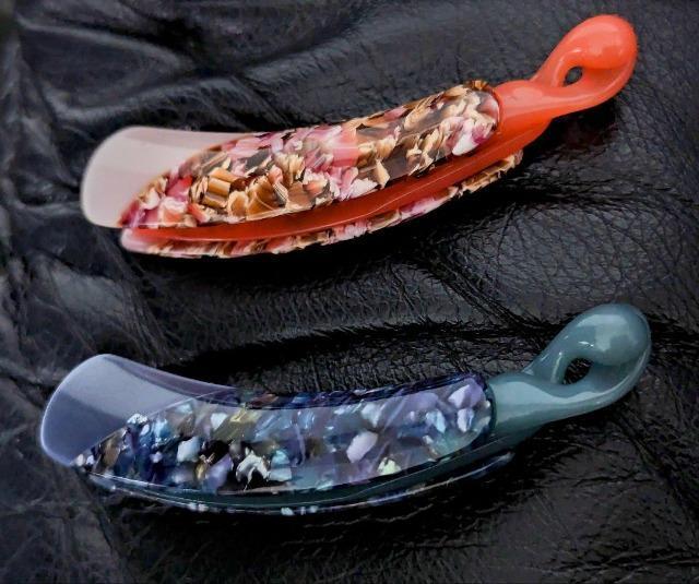 ■べっ甲風バナナクリップ■カラー ピンク&ブルー■2個セット < 女性アクセサリー/時計  ■べっ甲風バナナクリップ■カラー ピンク&ブルー■2個セット < 女性アクセサリー/時計の
