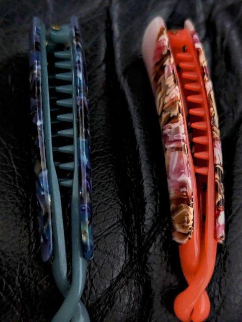 ■べっ甲風バナナクリップ■カラー ピンク&ブルー■2個セット < 女性アクセサリー/時計  ■べっ甲風バナナクリップ■カラー ピンク&ブルー■2個セット < 女性アクセサリー/時計の