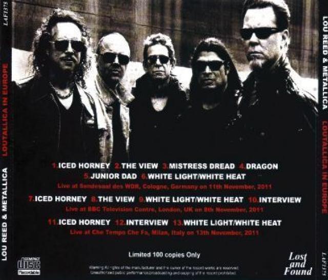 Metallica,Lou Reed メタリカ ルーリード/Europe Tour 2011 1CD < CD/DVD/ビデオ  Metallica,Lou Reed メタリカ ルーリード/Europe Tour 2011 1CD < CD/DVD/ビデオの
