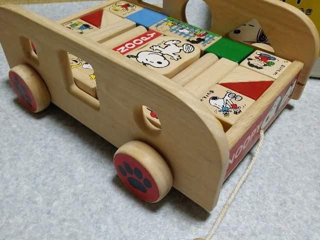 中古可愛い☆スヌーピーのひき車つみき♪1.5才〜 < おもちゃ  中古可愛い☆スヌーピーのひき車つみき♪1.5才〜 < おもちゃの