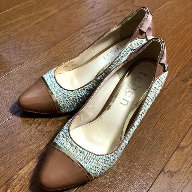 バックリボン ツートンパンプス(24cm) < 女性ファッション  バックリボン ツートンパンプス(24cm)  < 女性ファッションの