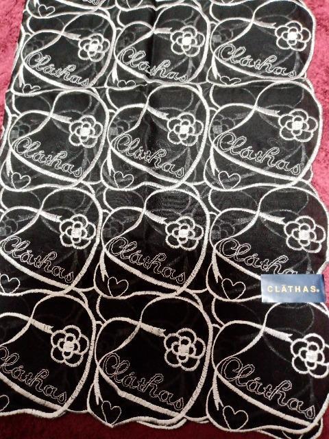 レア 新品 CLATHAS  大判 ハンカチ レース 黒 ハート カメリア < ブランド  レア 新品 CLATHAS  大判 ハンカチ レース 黒 ハート カメリア  < ブランドの