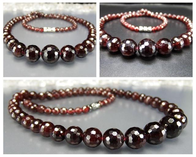 ガーネット天然石ネックレス1月の誕生石ミラーカット最大約11mm弱玉 < 女性アクセサリー/時計  ガーネット天然石ネックレス1月の誕生石ミラーカット最大約11mm弱玉 < 女性アクセサリー/時計の